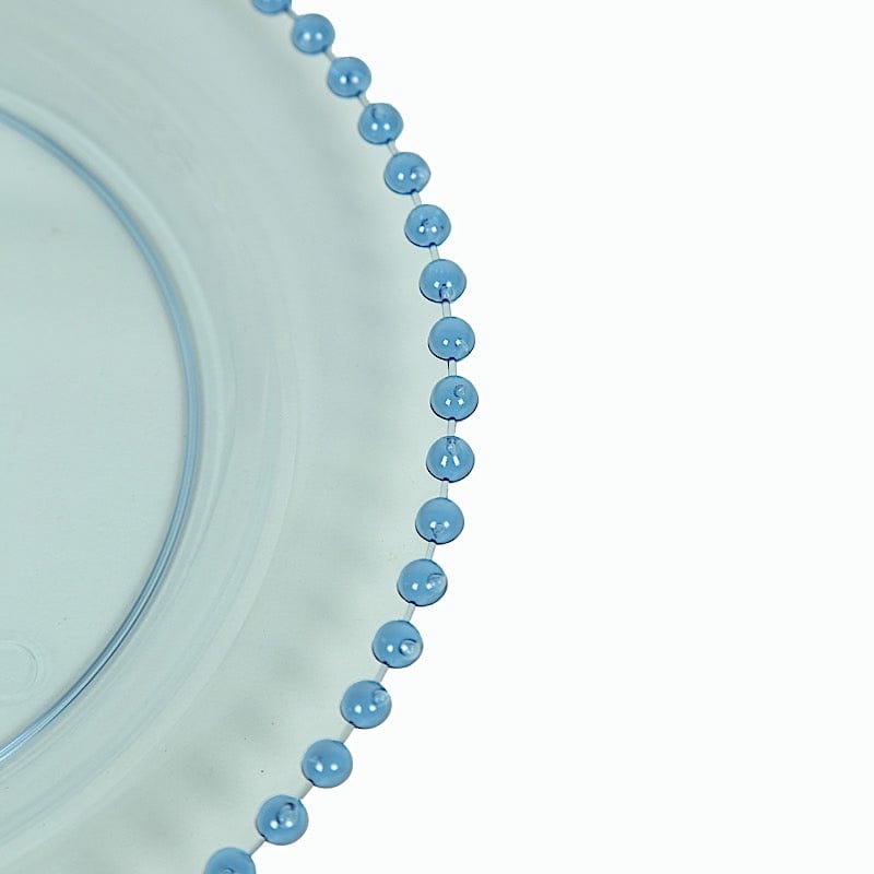 10 Round Plastic Salad Dinner Plates with Beaded Rim - Disposable Tableware
