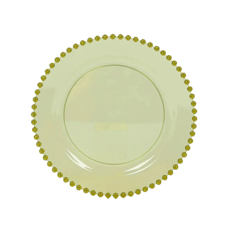 10 Round Plastic Salad Dinner Plates with Beaded Rim - Disposable Tableware