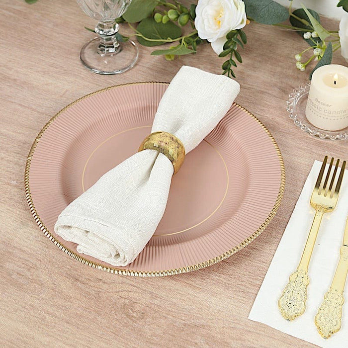 25 Metallic Round Paper Salad Dinner Plates with Textured Rim - Disposable Tableware