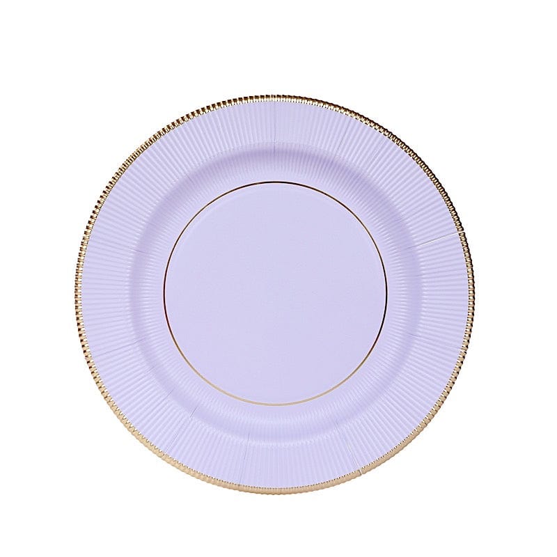 25 Metallic Round Paper Salad Dinner Plates with Textured Rim - Disposable Tableware