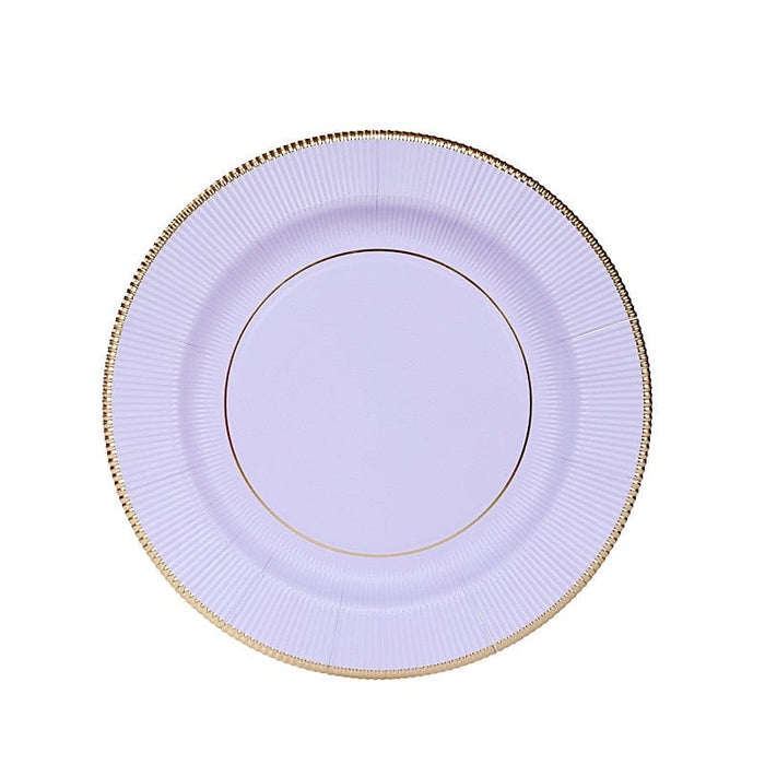 25 Metallic Round Paper Salad Dinner Plates with Textured Rim - Disposable Tableware