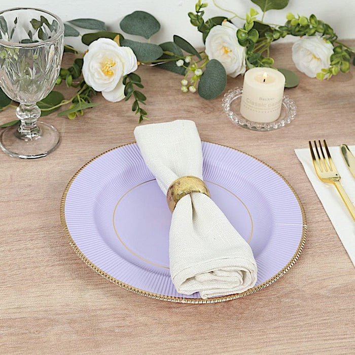 25 Metallic Round Paper Salad Dinner Plates with Textured Rim - Disposable Tableware