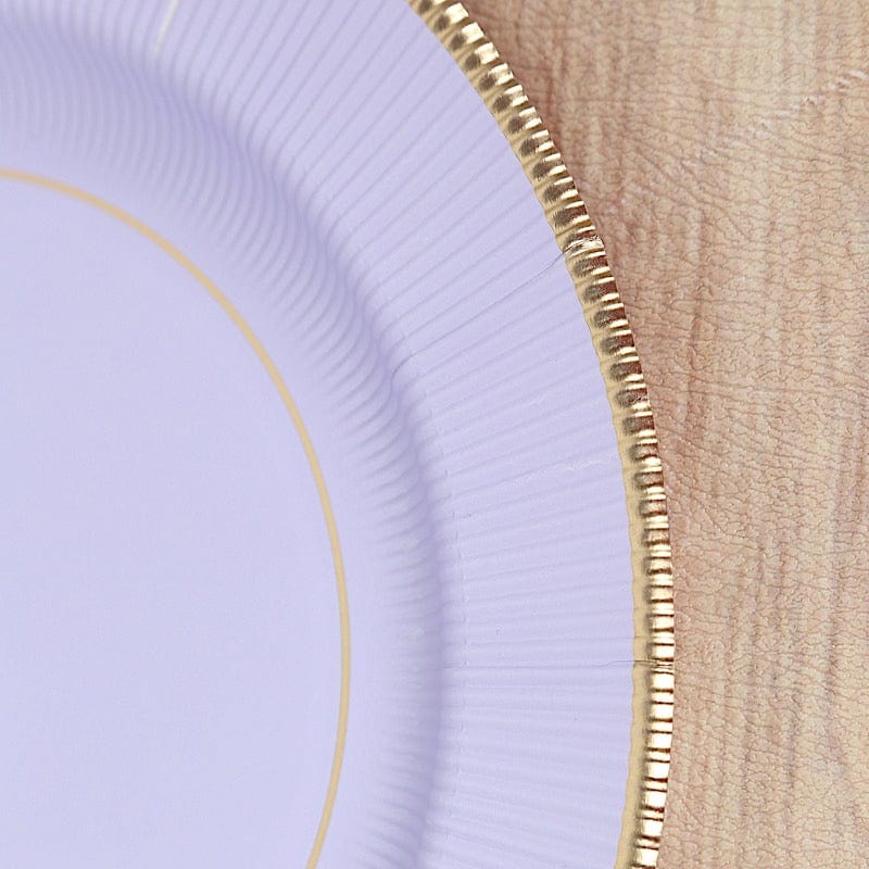 25 Metallic Round Paper Salad Dinner Plates with Textured Rim - Disposable Tableware