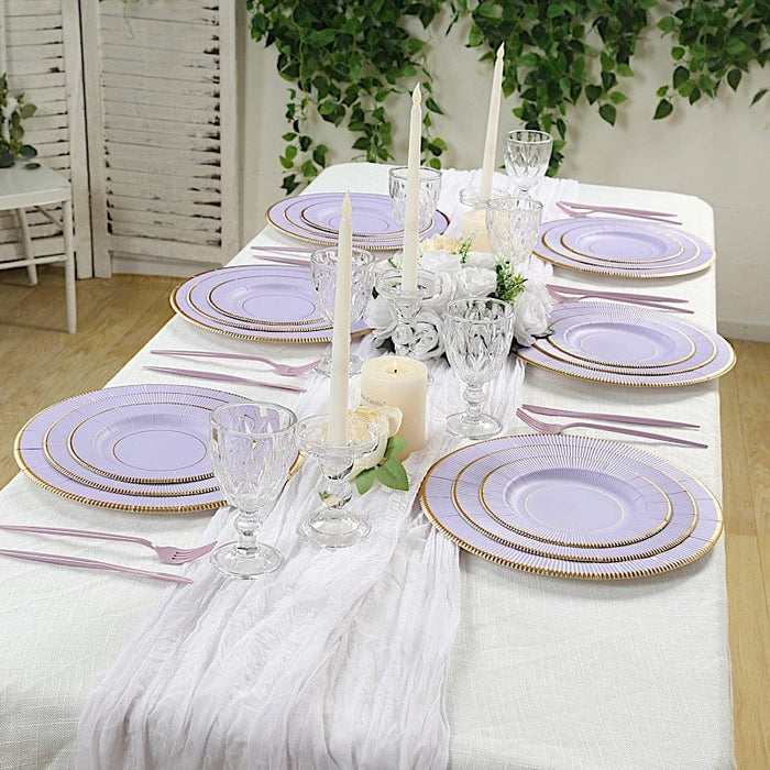 25 Metallic Round Paper Salad Dinner Plates with Textured Rim - Disposable Tableware