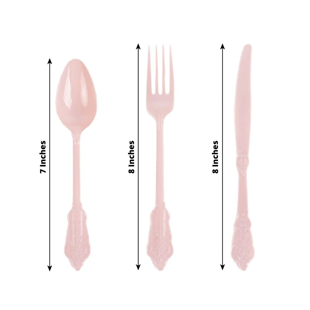 72 Baroque Style Heavy Duty Plastic Cutlery Spoons Forks and Knives Set - Disposable Tableware