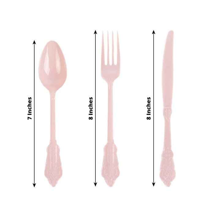 72 Baroque Style Heavy Duty Plastic Cutlery Spoons Forks and Knives Set - Disposable Tableware