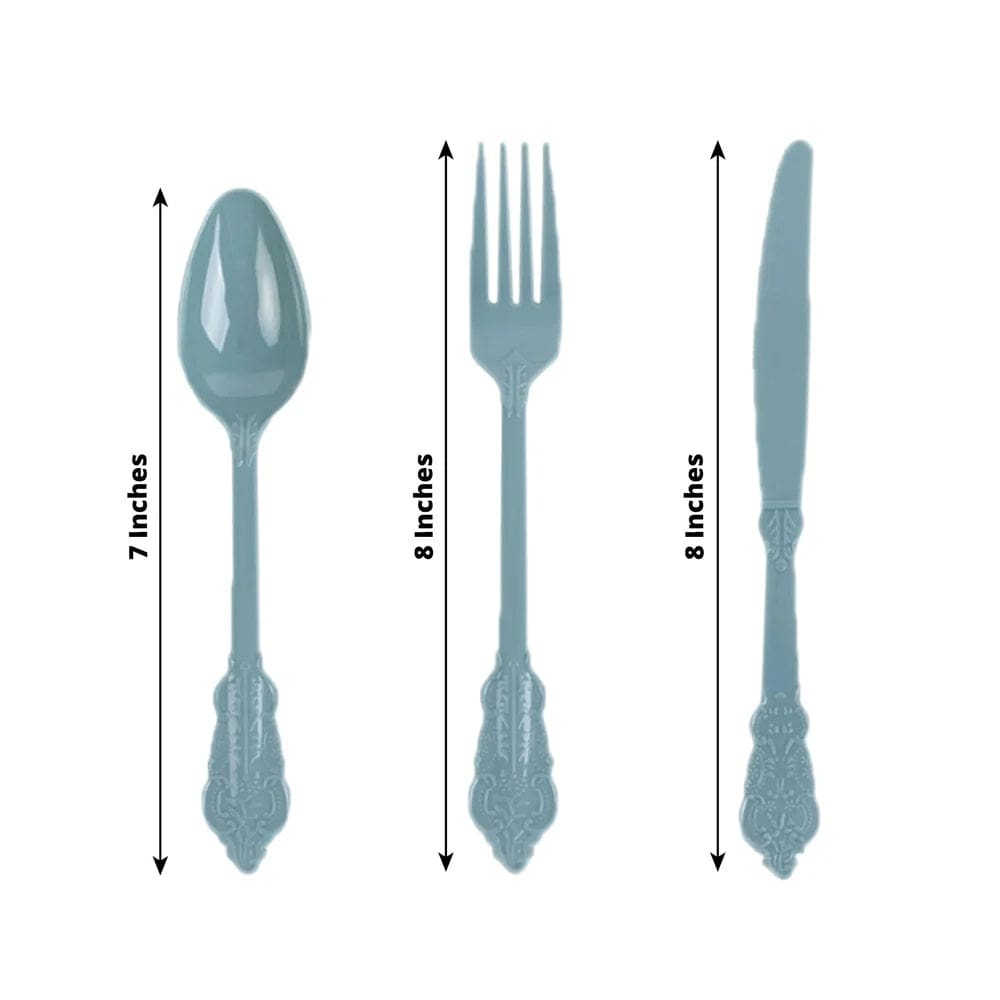 72 Baroque Style Heavy Duty Plastic Cutlery Spoons Forks and Knives Set - Disposable Tableware