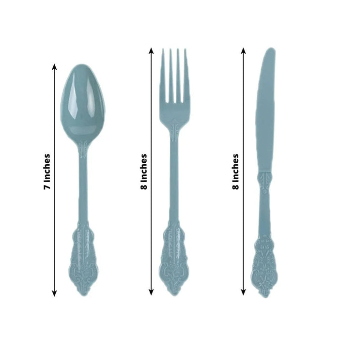72 Baroque Style Heavy Duty Plastic Cutlery Spoons Forks and Knives Set - Disposable Tableware