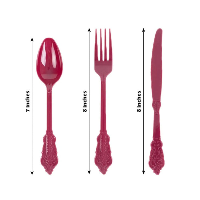 72 Baroque Style Heavy Duty Plastic Cutlery Spoons Forks and Knives Set - Disposable Tableware