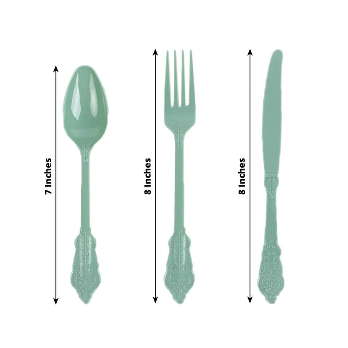72 Baroque Style Heavy Duty Plastic Cutlery Spoons Forks and Knives Set - Disposable Tableware