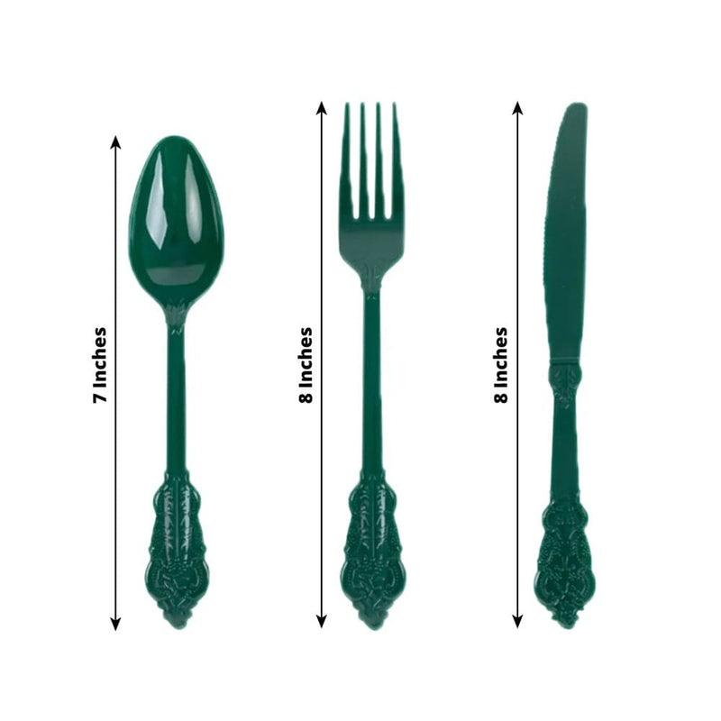 72 Baroque Style Heavy Duty Plastic Cutlery Spoons Forks and Knives Set - Disposable Tableware