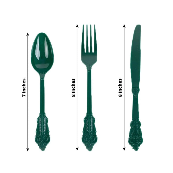 72 Baroque Style Heavy Duty Plastic Cutlery Spoons Forks and Knives Set - Disposable Tableware