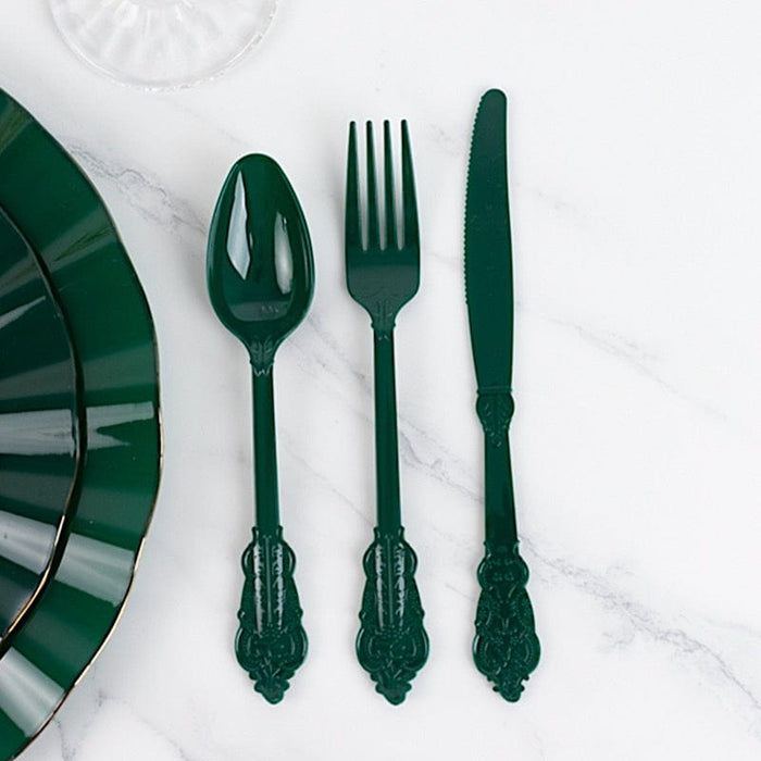 72 Baroque Style Heavy Duty Plastic Cutlery Spoons Forks and Knives Set - Disposable Tableware