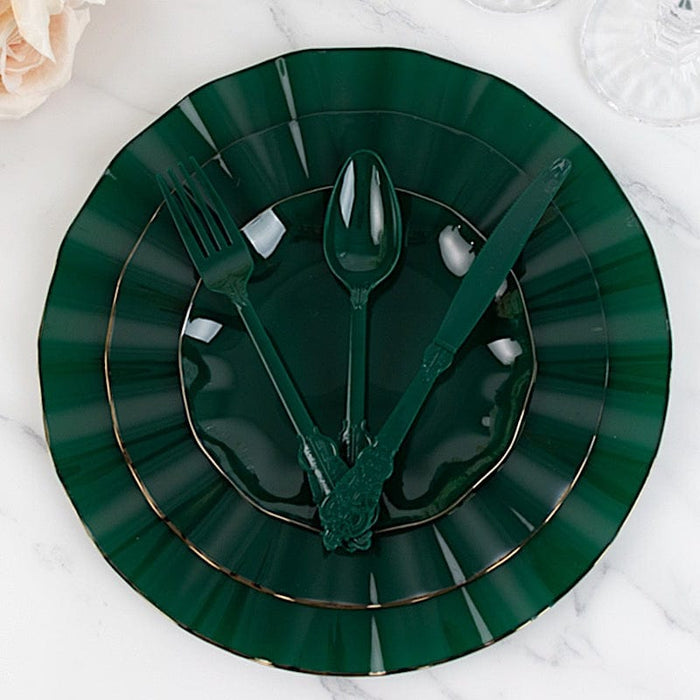 72 Baroque Style Heavy Duty Plastic Cutlery Spoons Forks and Knives Set - Disposable Tableware