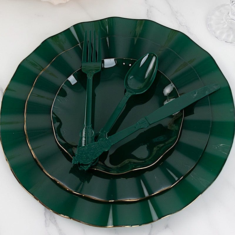 72 Baroque Style Heavy Duty Plastic Cutlery Spoons Forks and Knives Set - Disposable Tableware