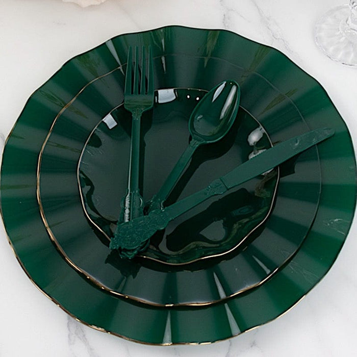 72 Baroque Style Heavy Duty Plastic Cutlery Spoons Forks and Knives Set - Disposable Tableware