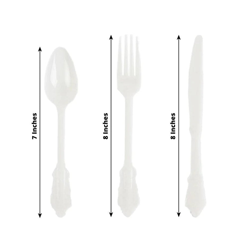 72 Baroque Style Heavy Duty Plastic Cutlery Spoons Forks and Knives Set - Disposable Tableware