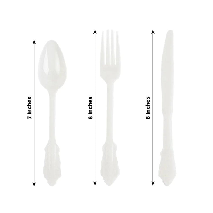 72 Baroque Style Heavy Duty Plastic Cutlery Spoons Forks and Knives Set - Disposable Tableware