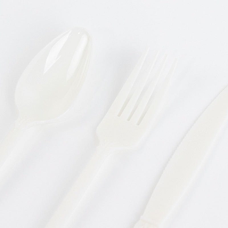 72 Baroque Style Heavy Duty Plastic Cutlery Spoons Forks and Knives Set - Disposable Tableware
