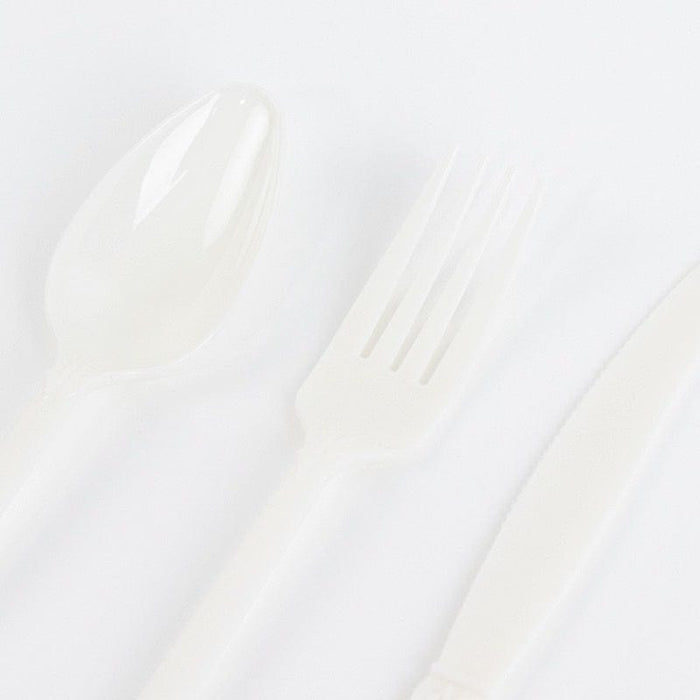 72 Baroque Style Heavy Duty Plastic Cutlery Spoons Forks and Knives Set - Disposable Tableware