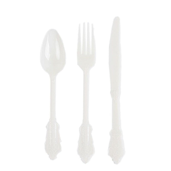 72 Baroque Style Heavy Duty Plastic Cutlery Spoons Forks and Knives Set - Disposable Tableware