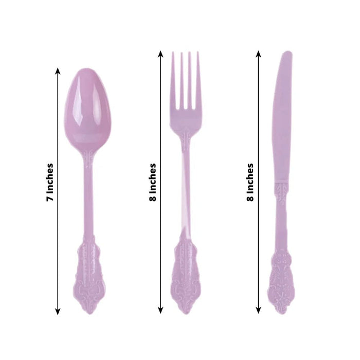 72 Baroque Style Heavy Duty Plastic Cutlery Spoons Forks and Knives Set - Disposable Tableware