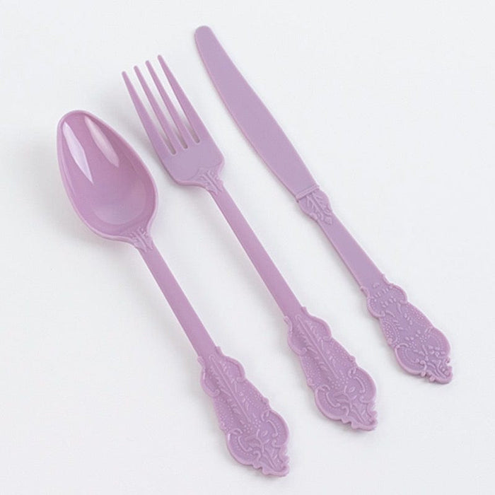 72 Baroque Style Heavy Duty Plastic Cutlery Spoons Forks and Knives Set - Disposable Tableware