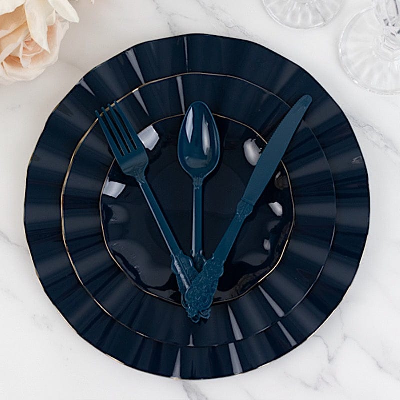 72 Baroque Style Heavy Duty Plastic Cutlery Spoons Forks and Knives Set - Disposable Tableware