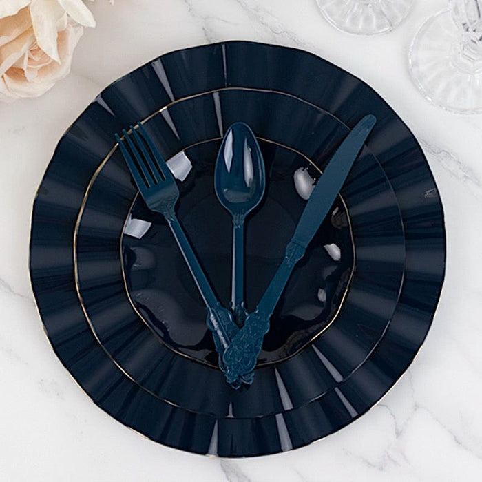 72 Baroque Style Heavy Duty Plastic Cutlery Spoons Forks and Knives Set - Disposable Tableware