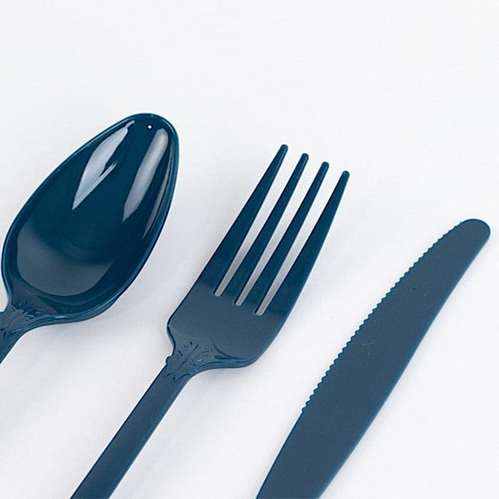 72 Baroque Style Heavy Duty Plastic Cutlery Spoons Forks and Knives Set - Disposable Tableware