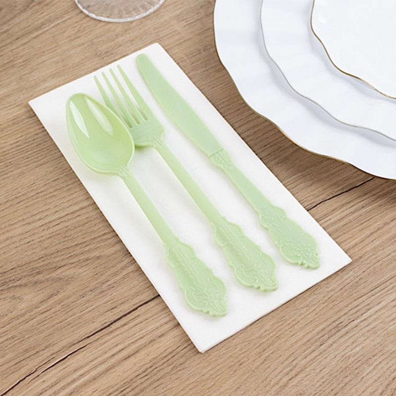 72 Baroque Style Heavy Duty Plastic Cutlery Spoons Forks and Knives Set - Disposable Tableware