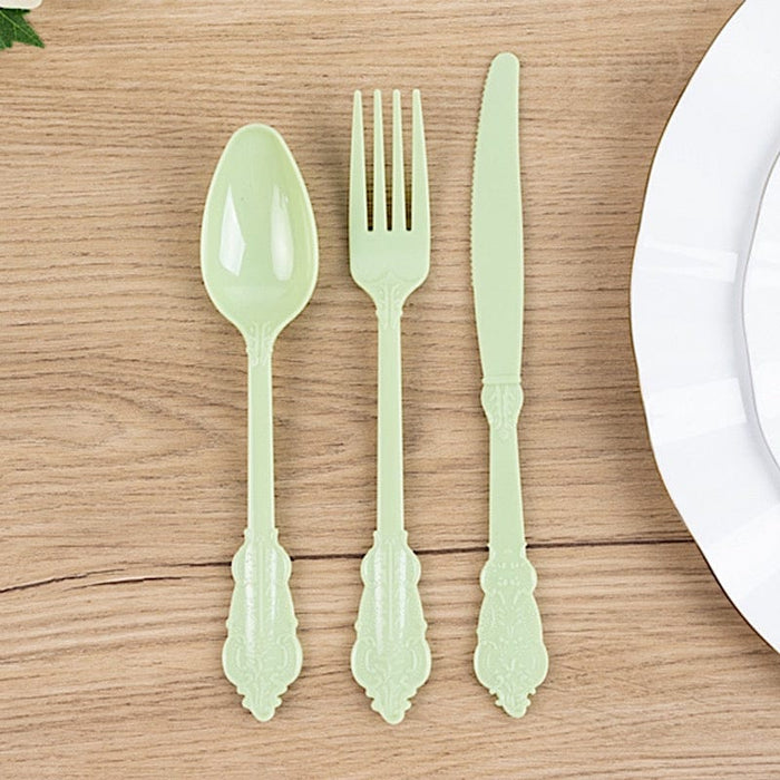 72 Baroque Style Heavy Duty Plastic Cutlery Spoons Forks and Knives Set - Disposable Tableware