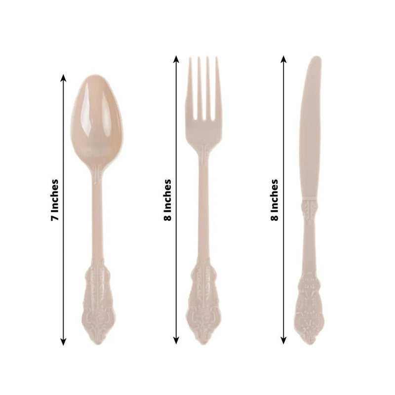 72 Baroque Style Heavy Duty Plastic Cutlery Spoons Forks and Knives Set - Disposable Tableware