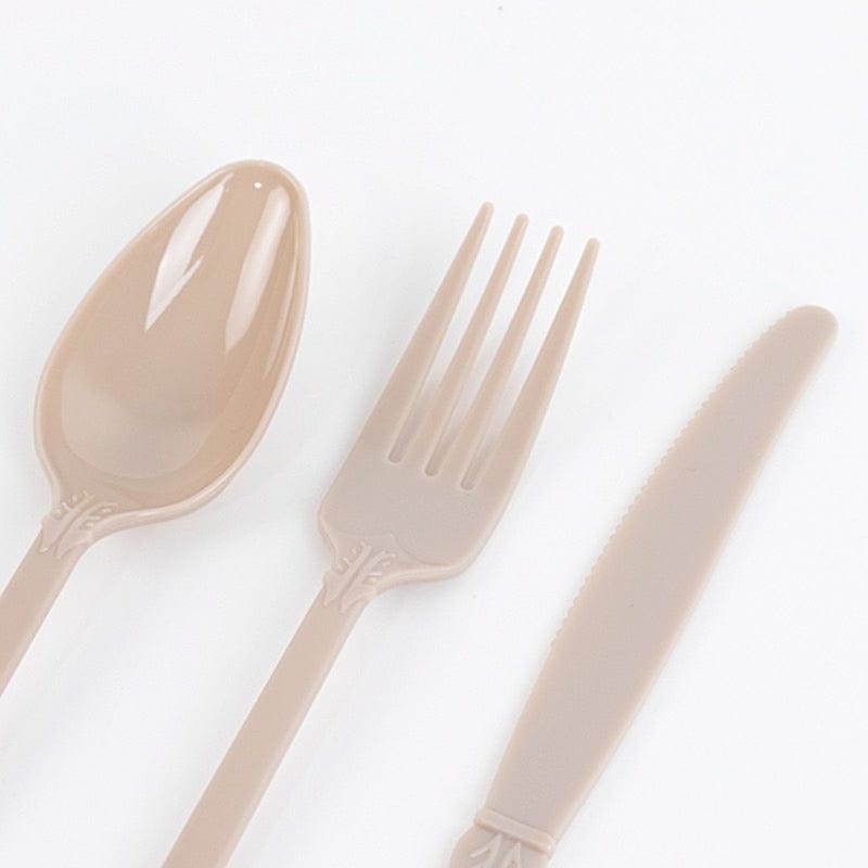 72 Baroque Style Heavy Duty Plastic Cutlery Spoons Forks and Knives Set - Disposable Tableware