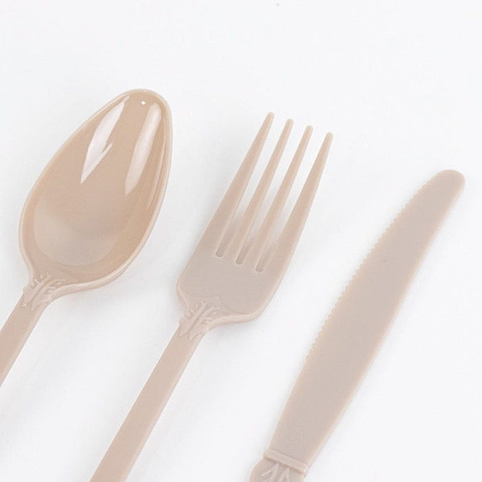 72 Baroque Style Heavy Duty Plastic Cutlery Spoons Forks and Knives Set - Disposable Tableware