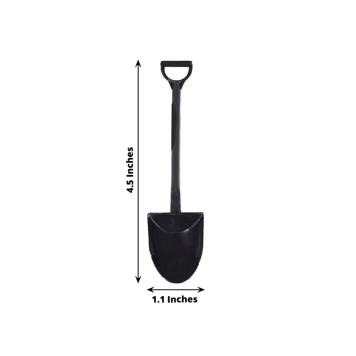 100 Mini Shovel Plastic Dessert Spoons - Black