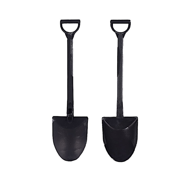 100 Mini Shovel Plastic Dessert Spoons - Black