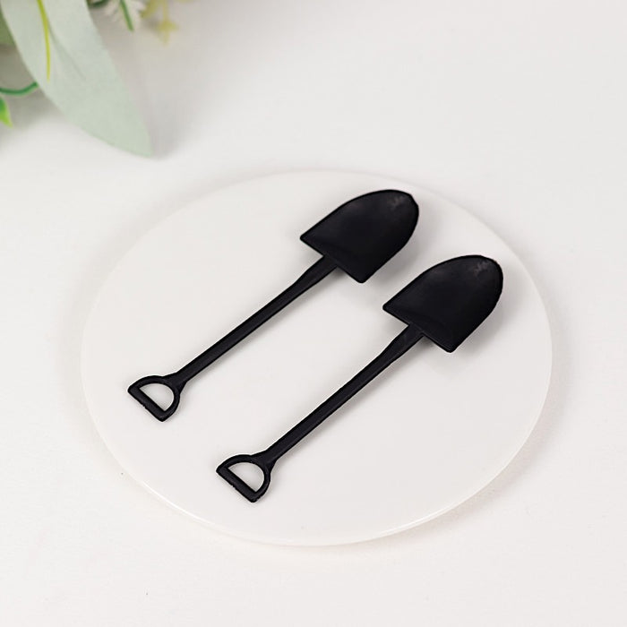 100 Mini Shovel Plastic Dessert Spoons - Black