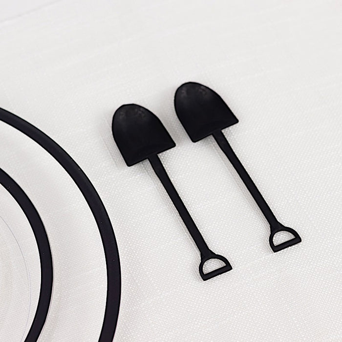 100 Mini Shovel Plastic Dessert Spoons - Black