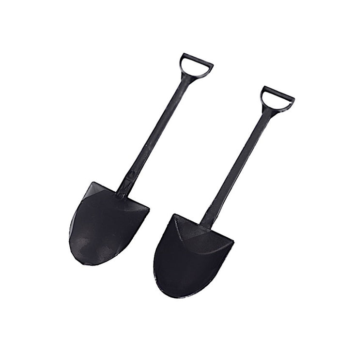 100 Mini Shovel Plastic Dessert Spoons - Black