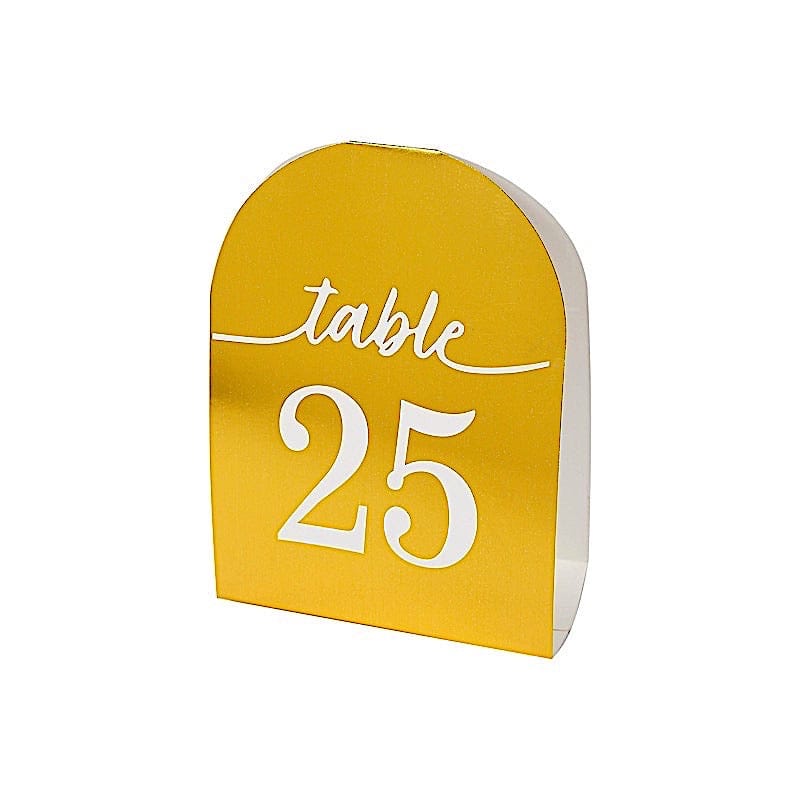25 Arch Wedding Table Numbers with Metallic Gold Foil 1-25 Numbers Print