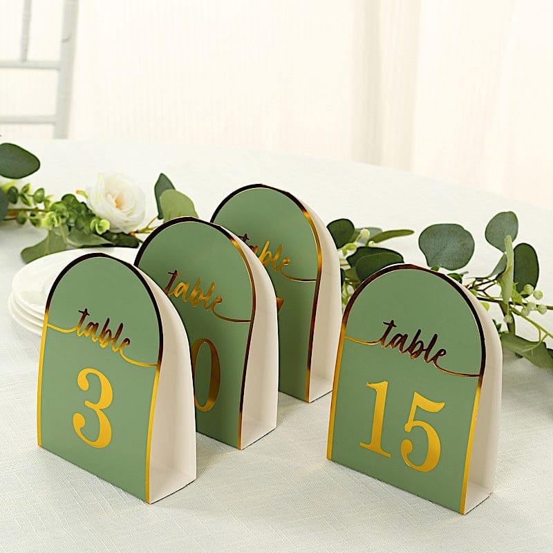 25 Arch Wedding Table Numbers with Metallic Gold Foil 1-25 Numbers Print