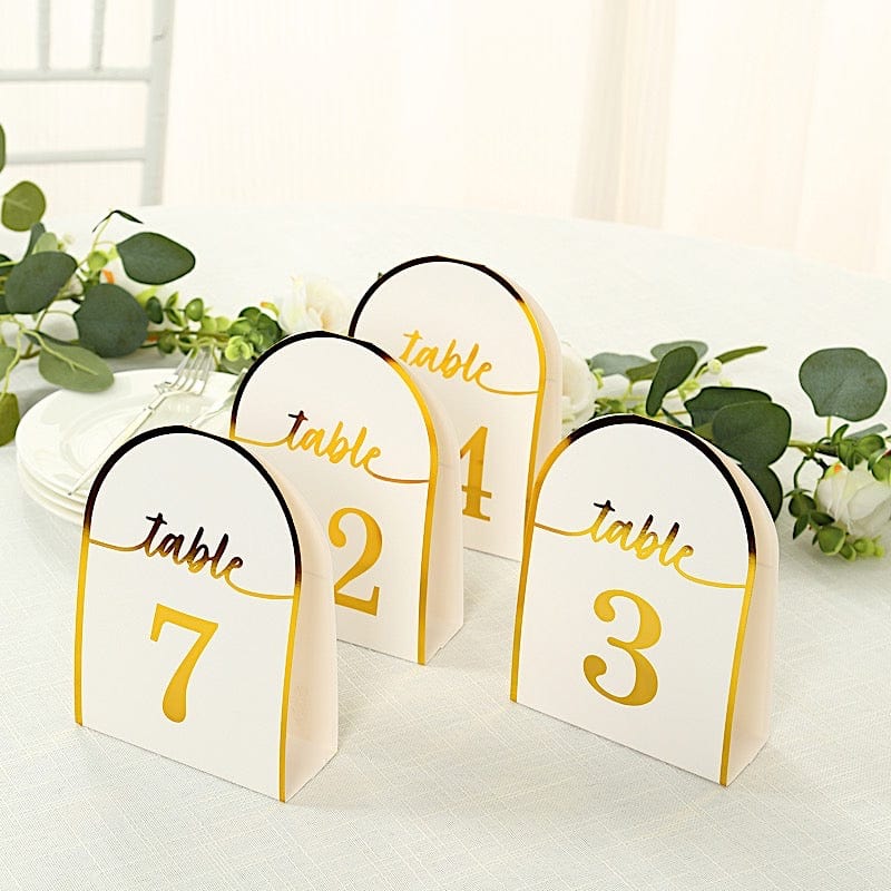 25 Arch Wedding Table Numbers with Metallic Gold Foil 1-25 Numbers Print