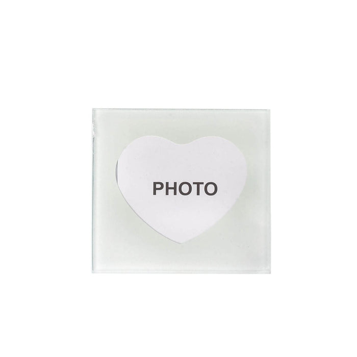 2 Glass Coasters with Heart Picture Frames in a Gift Box