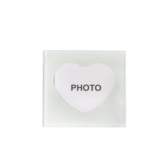 2 Glass Coasters with Heart Picture Frames in a Gift Box