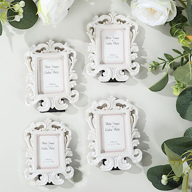 4 Resin Vintage Baroque Picture Frames - White