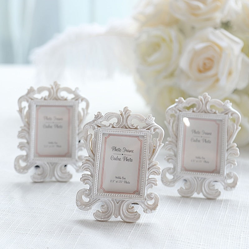 4 Resin Vintage Baroque Picture Frames - White