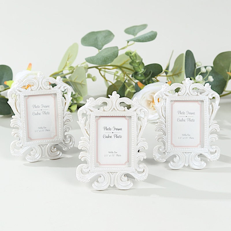 4 Resin Vintage Baroque Picture Frames - White