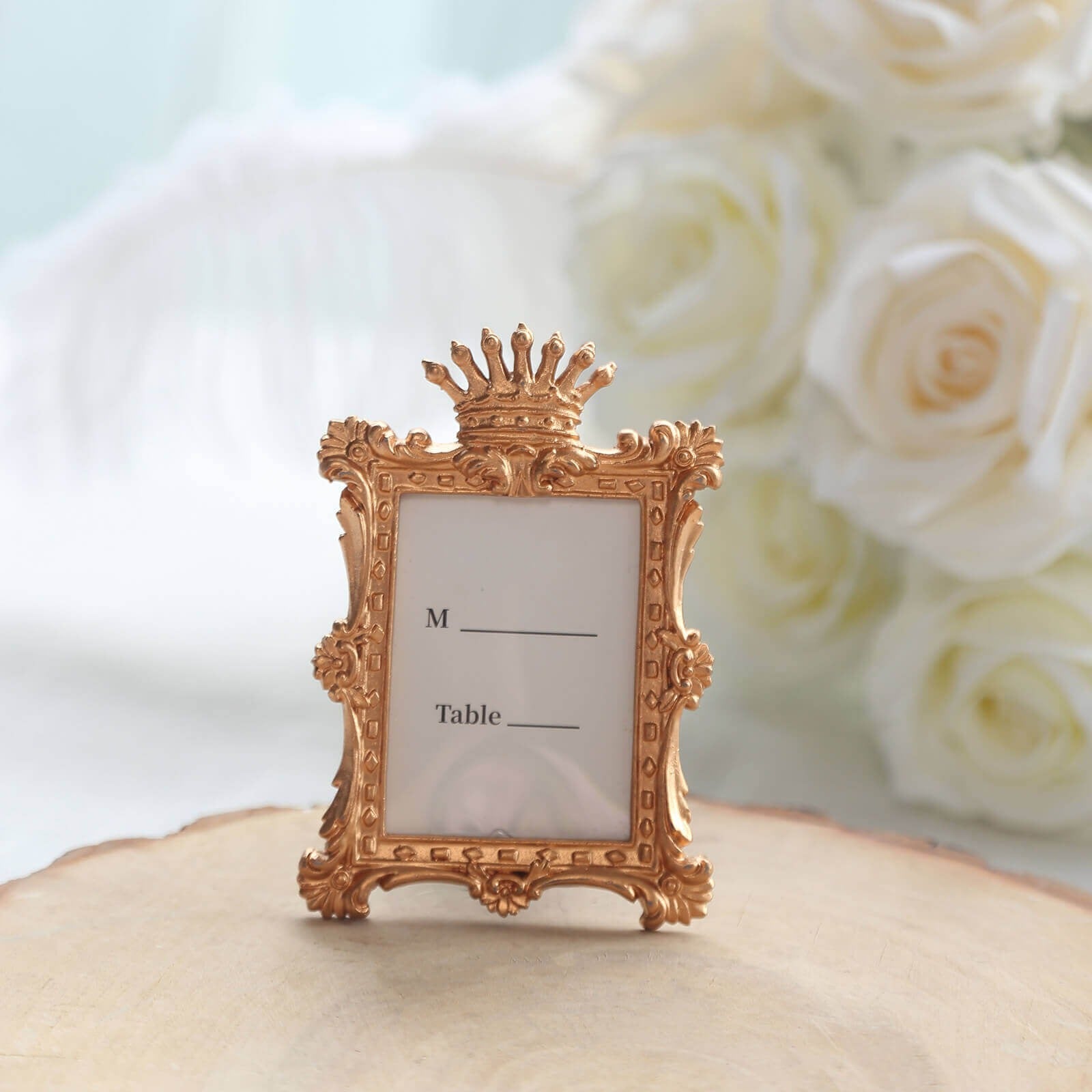 4 Square 4.5" Royal Crown Picture Frames Wedding Favors - Gold