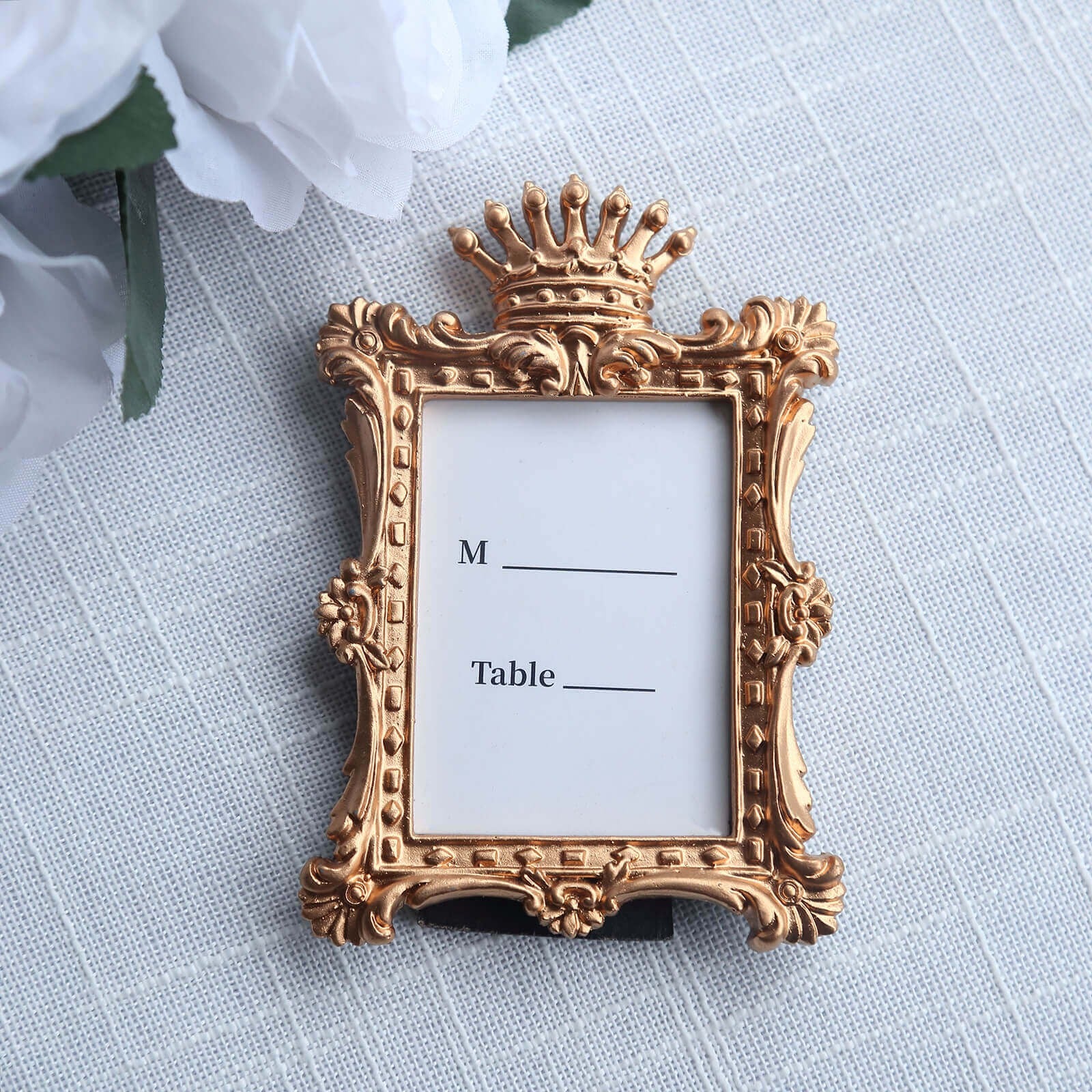 4 Square 4.5" Royal Crown Picture Frames Wedding Favors - Gold